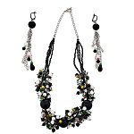 Комплект колье и серьги из бисера и агата