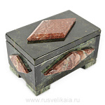 0012916/П Нат.камень Шкатулка "РОМБ" малый змеевик (2184)