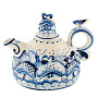 Чайник "Деревенька". Гжель, фотография 8. Интернет-магазин ЛАВКА ПОДАРКОВ