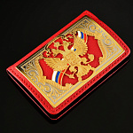 0049952 Златоуст ВИЗИТНИЦА карманная (кожа) красная