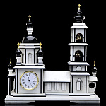 0050858/8956 Нат.камень Часы "Храм с колокольней" 51*24,5*54смЗмеевик Мрамор