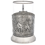 0064599-НИК Подстаканник никелированный "ТРОЙКА" триумфальная ПРЕЗЕНТ