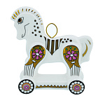 202627 Гжель Статуэтка-подвес "ЛОШАДКА-КАЧАЛКА" золот ,9*7 см