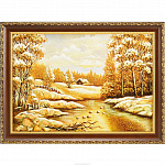 Картина янтарная "Зимний пейзаж"