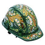 Каска строительная с росписью "Ландыш". Хохлома