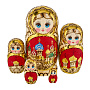 Матрешка с выжиганием "Храм Василия Блаженного" 5 мест, фотография 1. Интернет-магазин ЛАВКА ПОДАРКОВ