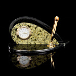 5833 Нат.камень Настольный набор "Капля" Змеевик Латунь(3446)