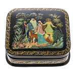 0073232/11*11см  Лаковая миниатюра Палех ШКАТУЛКА "Снегурочка" ЛАРИНА