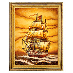Картина янтарная "Корабль в море" 60х80 см