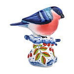 006464 Гжель Сувенир СКУЛЬПТУРА  СНЕГИРЬ НА РЯБИНКЕ