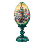 Деревянное пасхальное яйцо на подставке "Храм Василия Блаженного"