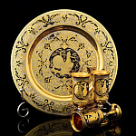 1608 Златоуст Набор"Глухарь" 3 стопки+блюдо В П/У