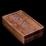 0066408/Домино D6 в резной дубовой шкатулке "Бурлаки на Волге" RTD-308.M