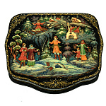 0061391/13*11см Лаковая миниатюра Палех ШКАТУЛКА "Емеля" Кузнецова