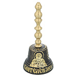 0076555 Бронза КОЛОКОЛЬЧИК "Пантелеймон" с гравир №5  5*11 см с ручкой