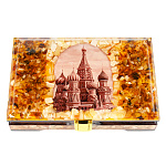Шкатулка янтарная "Москва. Храм Василия Блаженного"