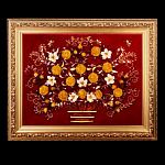 0055418-НП КАРТИНА ЯНТАРНАЯ "Цветы" 125*100смдв.багет дерево итальянский
