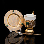 Кофейная пара с позолотой и малахитом. Златоуст