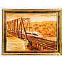 Картина янтарная "Поезд на мосту" 30х40 см, фотография 1. Интернет-магазин ЛАВКА ПОДАРКОВ