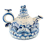 Чайник "Деревенька". Гжель, фотография 4. Интернет-магазин ЛАВКА ПОДАРКОВ