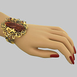 724049/фианит/31,65г  Серебро 925* БРАСЛЕТ вст.Янтарь фианит р/п