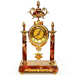 15506 Златоуст ЧАСЫ Каминные большие Яшма. Бронза, Латунь, Фианиты, Рубин, в П/У(222)