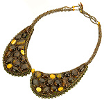 -026Н Украшения с янтарем колье ВОРОТНИК ЗЕЛЕНЫЙ