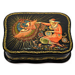 0061944-10*8см  Лаковая миниатюра Палех ШКАТУЛКА "ЖАР-ПТИЦА" Тейковцева