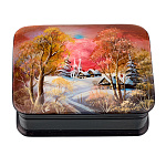 Шкатулка из папье-маше с художественной росписью "Зима в деревне"