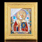 0055182 ИКОНА "Николай Чудотворец" багет-золочение №194 в П/У дуб