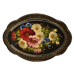 Поднос с авторской росписью "Цветы" 33х23 см