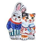 /МАЙОЛИКА фигурка "Кролик с котиком" елочная игрушка  выс 10 см