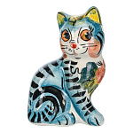 0078105 ГЖЕЛЬ Скульптура КОТ ВОЛНА , в цвете, h=5,5 см