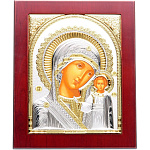 0052406/15*18см/5022010222 Икона "БМ Казанская"шелкограф/позолота/серебр