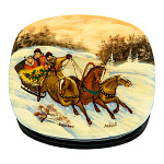 200630 Художественная роспись Шкатулка "Тройка зима",9*7*3 см