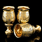 0040500/Ф Златоуст НАБОР РЮМОК "ТРИО"позолота В П/У