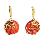 0068194/10,96г Серебро 925* СЕРЬГИ  вст.Янтарь/позолота