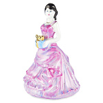 09153/цвет-зол Гжель колокольчик "Барышня с подарком"в цвете зол. 16см Авт. Тарыгин М. В.