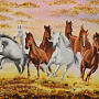 Картина янтарная "Табун лошадей в степи" 60x80 см, фотография 1. Интернет-магазин ЛАВКА ПОДАРКОВ