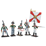 0020548 Оловянная миниатюра "Солдаты Преображенского полка" (композиция из 5 фигур)