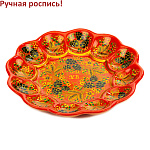 0063621 Хохломская роспись ПАСХАЛЬНИЦА "ЕЖЕВИКА" 12 яиц красный фон
