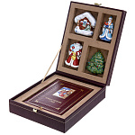 0069887 НАБОР ПОДАРОЧНЫЙ "РОЖДЕСТВЕНСКИЕ СТИХИ+НОВОГОДНИЕ ИГРУШКИ 4 ШТ" ПН25_2