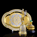 0012524 Златоуст Набор"Владыке" 3пр.:Оснаст.для печати+колокольчик+поднос в ПУ(159)