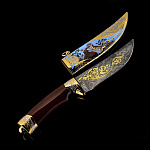 0040678 Златоуст Оружие сувенирное НОЖ "Схватка"дамаск, эмаль, дерево в ПУ