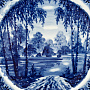 Тарелка декоративная "Летний пейзаж". Гжель, фотография 1. Интернет-магазин ЛАВКА ПОДАРКОВ