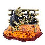 0047287/2048 Сувенир Поросята пара с цветочком Сувенир (коньячный)