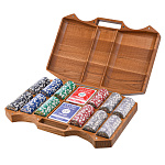 Покерный набор в резном чемоданчике из ясеня "Арабеска-6"