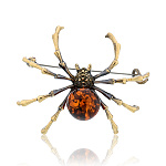 0049785/1743.4 Брошь Паук Степной (коньячный)