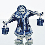 0027349 Гжель Скульптура "ПО ВОДИЧКУ" 15*14,5см  Авт.Черновы Л.и В 