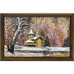 /45*25см Береста КАРТИНА "Кижи Часовня"45*25см в раме
